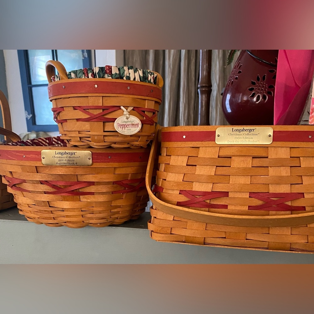 3 Longaberger Baskets Red Editions